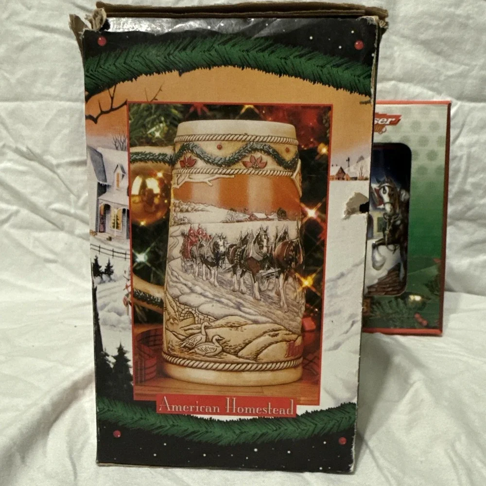 Vtg 96; 98; 04 Budweiser Holiday Stein Collection Christmas Same Day Shipping US